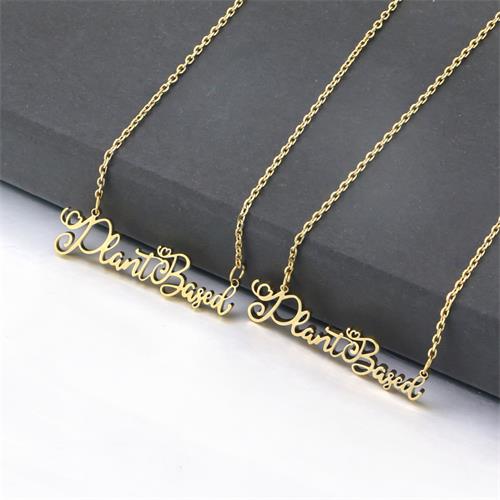 stainless steel necklace	custom necklace	gold necklace	personalized necklace	initial necklace	name necklace personalised	gold plated necklace	engraved necklace
