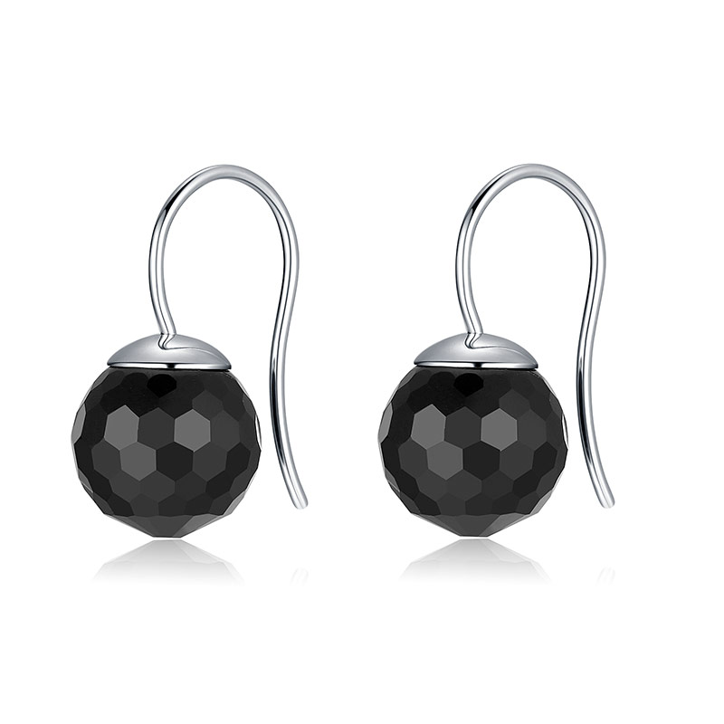 Gem glass stainless steel earrings for women