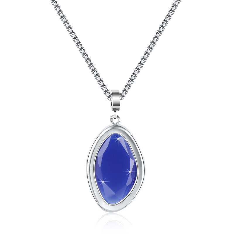 Custom Titanium Blue Crystal Pendants Necklace with Diamond