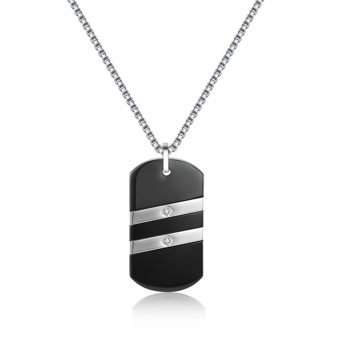 Black Rectangle Stainless Steel Pendant Necklace Jewelry for Men