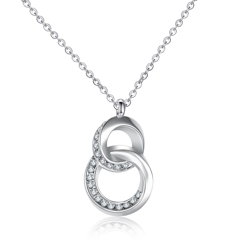 Silver Stainless Steel Diamond Pendant Necklace for Women