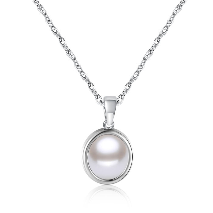 Custom Stainless Steel Pearl Pendant Necklace for Women
