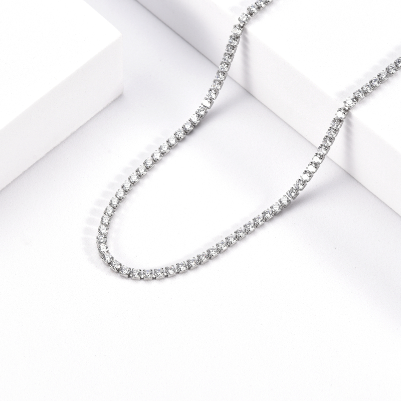 3mm Tennis Chain Necklace Iced Out Cubic Choker Jewelry for Women