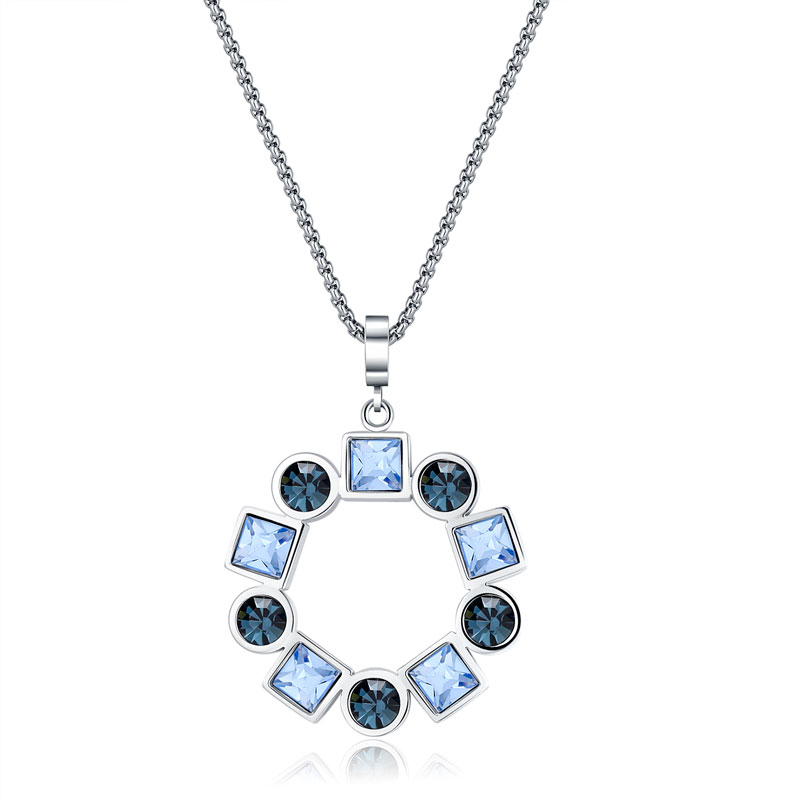Customized Crystal Gemstone Pendants Necklace Stainless Steel Waterproof Jewelry