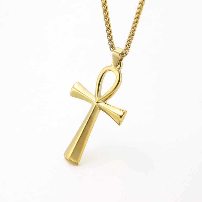 18K Gold Stainless Steel Prayer Cross Pendant Necklace