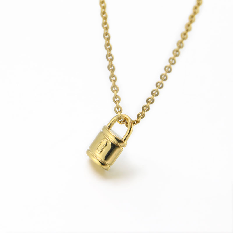Gold Lock Pandent Necklace 316L Stainless Steel Jewelry Manufacturer