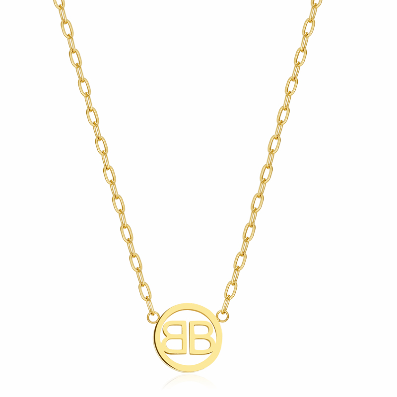 Personalised Gold Initial Charms Pendant Necklace with Stainless Steel