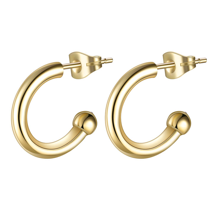 14K Gold Plated 10mm Huggie Hoop Earring Stainless Steel for Women