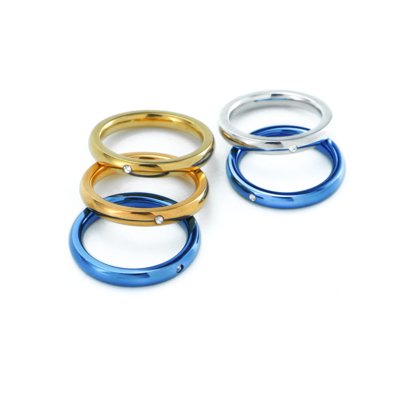 Stainless Steel Gold Plated Engagement Couple Rings for Girls