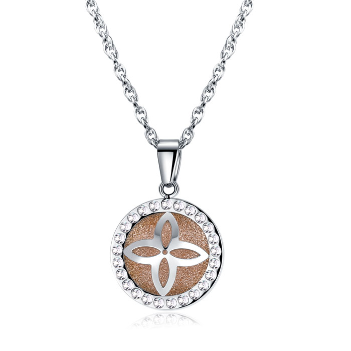 Customized Stainless Steel Necklace Czech Stone Pendant Jewelry