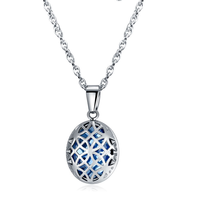 Blue Crystal Stainless Steel Pendant Necklaces for Women