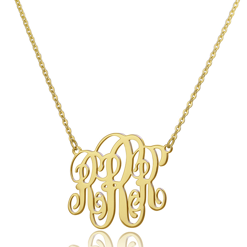 14K Initial Pendant Charm Stainless Steel Gold Plated Alphabet Letter Necklaces for Women