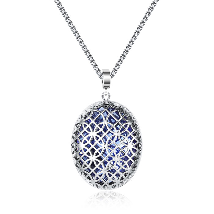 Stainless Steel Blue Crystal Necklace OEM Jewelry
