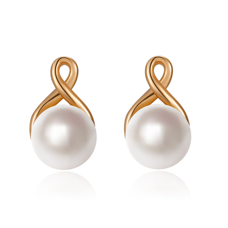 Custom Gold Pearl Studs Earring Stainless Steel Jewelry Wholesale