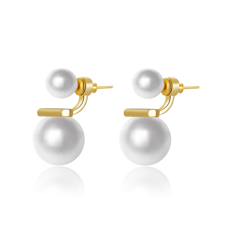 14K Gold Stud Pearl Earring Stainless Steel Jewelry